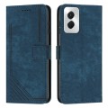 For Motorola Moto G Power 5G 2024 Skin Feel Stripe Pattern Leather Phone Case with Lanyard(Blue)