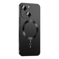 For iPhone 15 Plus Liquid Lens Protector Magsafe Phone Case(Black)