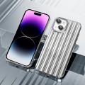 For iPhone 14 Plus Electroplated Streamer Brushed TPU Phone Case with Lens Film(Silver)