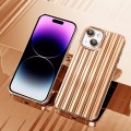 For iPhone 14 Electroplated Streamer Brushed TPU Phone Case with Lens Film(Gold)