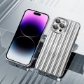 For iPhone 14 Pro Electroplated Streamer Brushed TPU Phone Case with Lens Film(Silver)