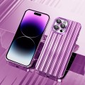 For iPhone 14 Pro Electroplated Streamer Brushed TPU Phone Case with Lens Film(Purple)