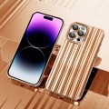 For iPhone 13 Pro Electroplated Streamer Brushed TPU Phone Case with Lens Film(Gold)