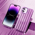 For iPhone 12 Electroplated Streamer Brushed TPU Phone Case with Lens Film(Purple)