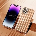 For iPhone 12 Pro Electroplated Streamer Brushed TPU Phone Case with Lens Film(Gold)