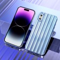 For iPhone XS Max Electroplated Streamer Brushed TPU Phone Case with Lens Film(Blue)