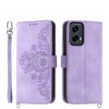 For Motorola Moto G Stylus 5G 2024 Skin-feel Flowers Embossed Wallet Leather Phone Case(Purple)