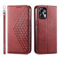 For Motorola Moto G24 Cubic Grid Calf Texture Magnetic Leather Phone Case(Red)