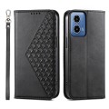 For Motorola Moto G34 Cubic Grid Calf Texture Magnetic Leather Phone Case(Black)