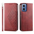 For Motorola Moto G34 Cubic Grid Calf Texture Magnetic Leather Phone Case(Red)