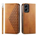 For Motorola Moto G Stylus 5G 2024 Cubic Grid Calf Texture Magnetic Leather Phone Case(Yellow)