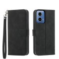 For Motorola Moto G34 Dierfeng Dream Line TPU + PU Leather Phone Case(Black)