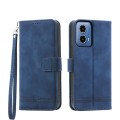 For Motorola Moto G34 Dierfeng Dream Line TPU + PU Leather Phone Case(Blue)