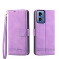 For Motorola Moto G34 Dierfeng Dream Line TPU + PU Leather Phone Case(Purple)
