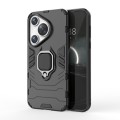 For Huawei Pura 70 Shockproof PC + TPU Holder Phone Case(Black)