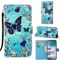 For Motorola Edge 40 Neo Colored Drawing Pattern Plain Weave Leather Phone Case(Caring Butterfly)