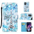 For Motorola Moto G Stylus 5G Colored Drawing Pattern Plain Weave Leather Phone Case(Tower Butterfly