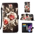 For Motorola Moto G Stylus 5G Colored Drawing Pattern Plain Weave Leather Phone Case(Roses On Black)