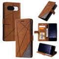 For Google Pixel 9 Skin Feel Splicing Leather Phone Case(Brown)