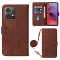 For Motorola Moto G84 Crossbody 3D Embossed Flip Leather Phone Case(Brown)