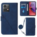 For Motorola Moto G84 Crossbody 3D Embossed Flip Leather Phone Case(Blue)