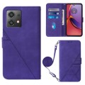 For Motorola Moto G84 Crossbody 3D Embossed Flip Leather Phone Case(Purple)