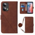 For Motorola Moto G Play 5G 2024 Crossbody 3D Embossed Flip Leather Phone Case(Brown)