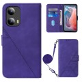 For Motorola Moto G Play 5G 2024 Crossbody 3D Embossed Flip Leather Phone Case(Purple)