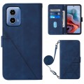 For Motorola Moto G34 Crossbody 3D Embossed Flip Leather Phone Case(Blue)