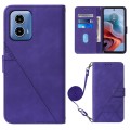 For Motorola Moto G34 Crossbody 3D Embossed Flip Leather Phone Case(Purple)