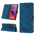 For Motorola Moto G84 Skin-feel Embossed Leather Phone Case(Blue)