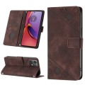 For Motorola Moto G84 Skin-feel Embossed Leather Phone Case(Brown)