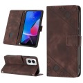 For Motorola Moto G Play 4G 2024 Skin-feel Embossed Leather Phone Case(Brown)