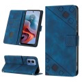 For Motorola Moto G34 Skin-feel Embossed Leather Phone Case(Blue)