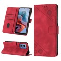 For Motorola Moto G34 Skin-feel Embossed Leather Phone Case(Red)