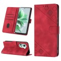 For OPPO Reno11 5G Global Skin-feel Embossed Leather Phone Case(Red)