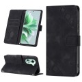 For OPPO Reno11 5G Global Skin-feel Embossed Leather Phone Case(Black)