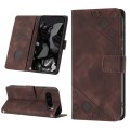 For Google Pixel 9 Pro Skin-feel Embossed Leather Phone Case(Brown)