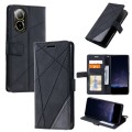 For Realme C67 4G Skin Feel Splicing Leather Phone Case(Black)