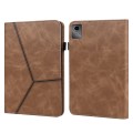 For Lenovo Tab M11 / Xiaoxin Pad 11 2024 Solid Color Stripe Embossed Leather Tablet Case(Brown)