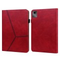 For Lenovo Tab M11 / Xiaoxin Pad 11 2024 Solid Color Stripe Embossed Leather Tablet Case(Red)