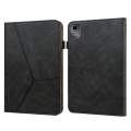 For Lenovo Tab M11 / Xiaoxin Pad 11 2024 Solid Color Stripe Embossed Leather Tablet Case(Black)