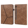 For Samsung Galaxy Tab S7+/S8+/S9+/S9 FE+ Solid Color Stripe Embossed Leather Tablet Case(Brown)