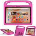 For Amazon Kindle Fire HD 10 2023 Handle EVA Shockproof Tablet Case with Holder(Rose Red)