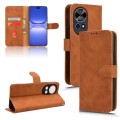 For Huawei nova 12 Pro 5G Skin Feel Magnetic Flip Leather Phone Case(Brown)