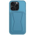 For iPhone 15 Pro Max Leather Card Holder TPU Phone Case(Light Blue)