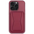 For iPhone 15 Pro Max Leather Card Holder TPU Phone Case(Wine Red)