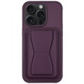 For iPhone 15 Pro Leather Card Holder TPU Phone Case(Dark Purple)