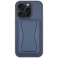 For iPhone 15 Pro Leather Card Holder TPU Phone Case(Navy Blue)