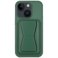 For iPhone 15 Leather Card Holder TPU Phone Case(Dark Green)